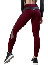 Pantalones largos de cuero PU con retazos de malla